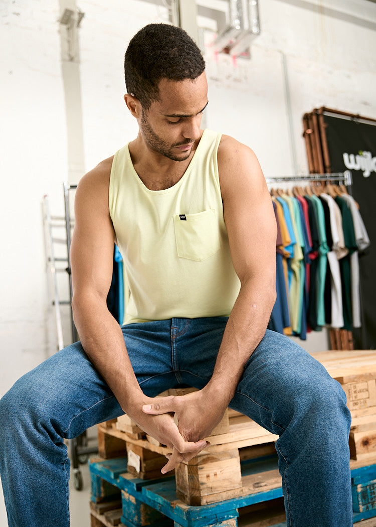 Wijld Tank Top Michel Herren Trägershirt Lime Brusttasche