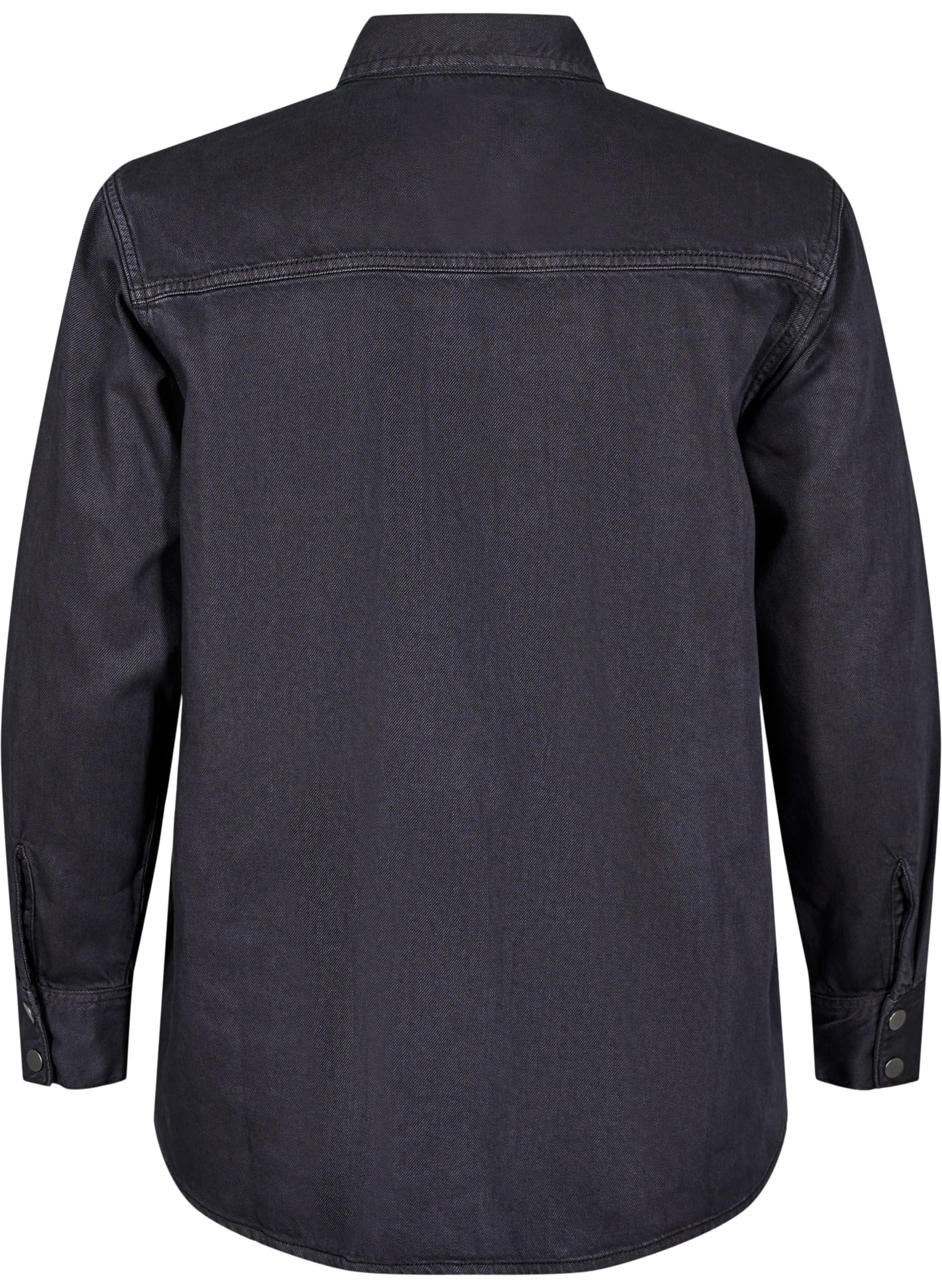 Zizzi Hemd Kragen Langarm Black Washed große Größen Bluse