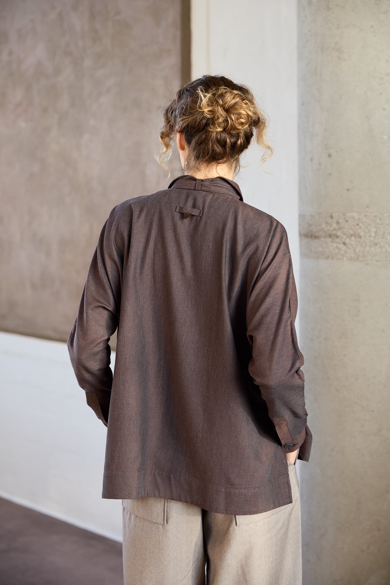 Christiane Strobel ROMY Hemdbluse Baumwolle Kaschmir Mocha Brown