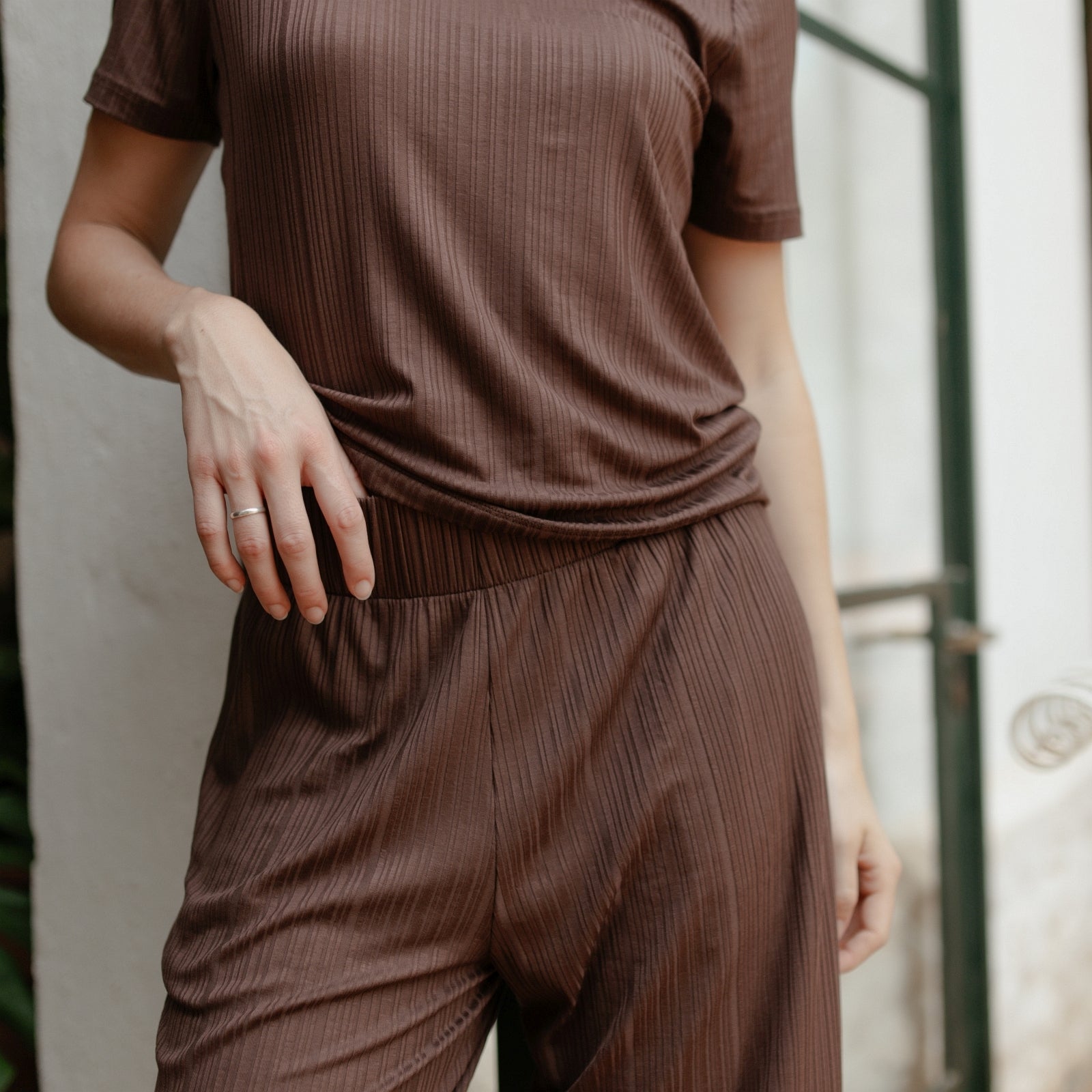 Nordlicht Lucy Fließende Weite Hose Tencel Braun