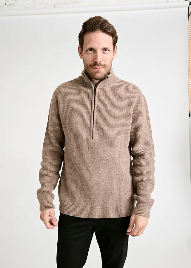 Wijld Tim Strickpullover Herren Sabbioso Troyer Recycling-Wolle