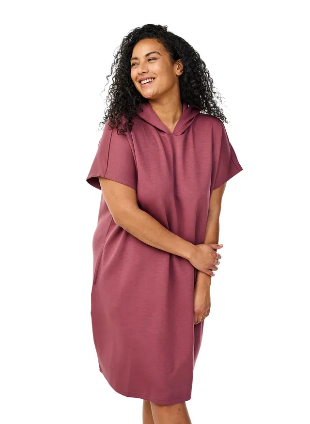 Zizzi Dresses Sweatkleid Kapuze Taschen Modal große Größen