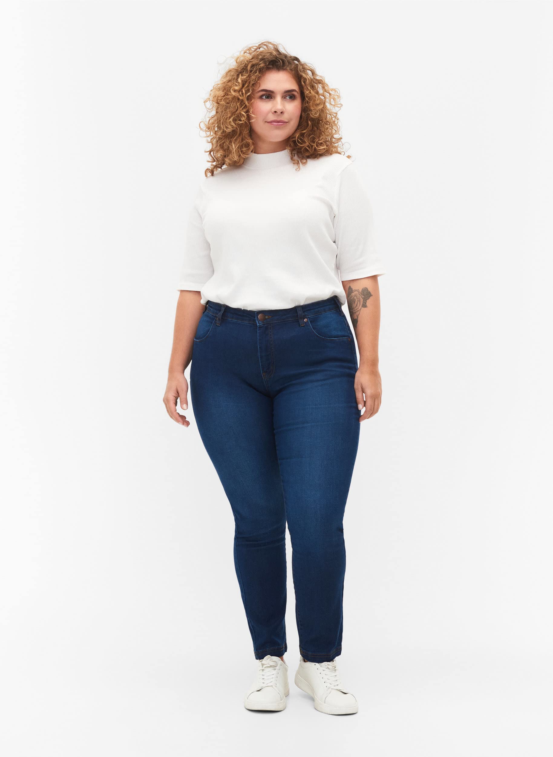 Zizzi Emily Slim Jeans Damen 42W/32L Mid Waist