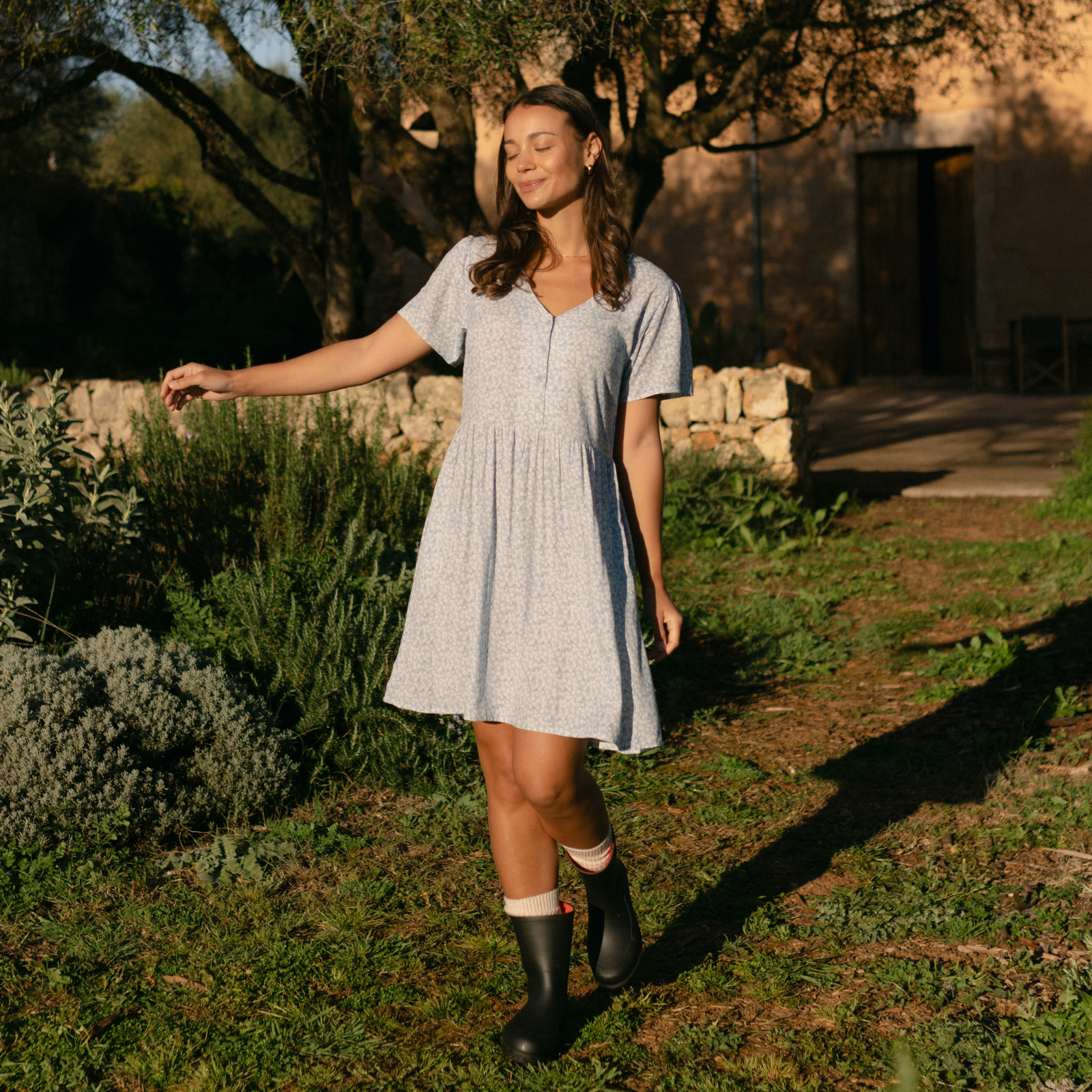Nordlicht Svante Mini Kleid Blumenmuster Ecovero
