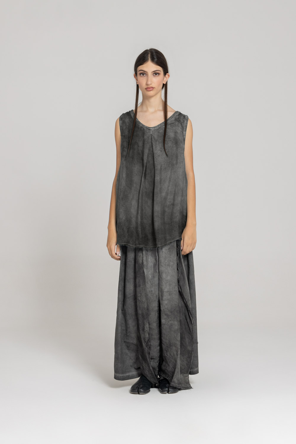 Sanctamuerte Top Tank Top Girocollo Musselin Baumwolle
