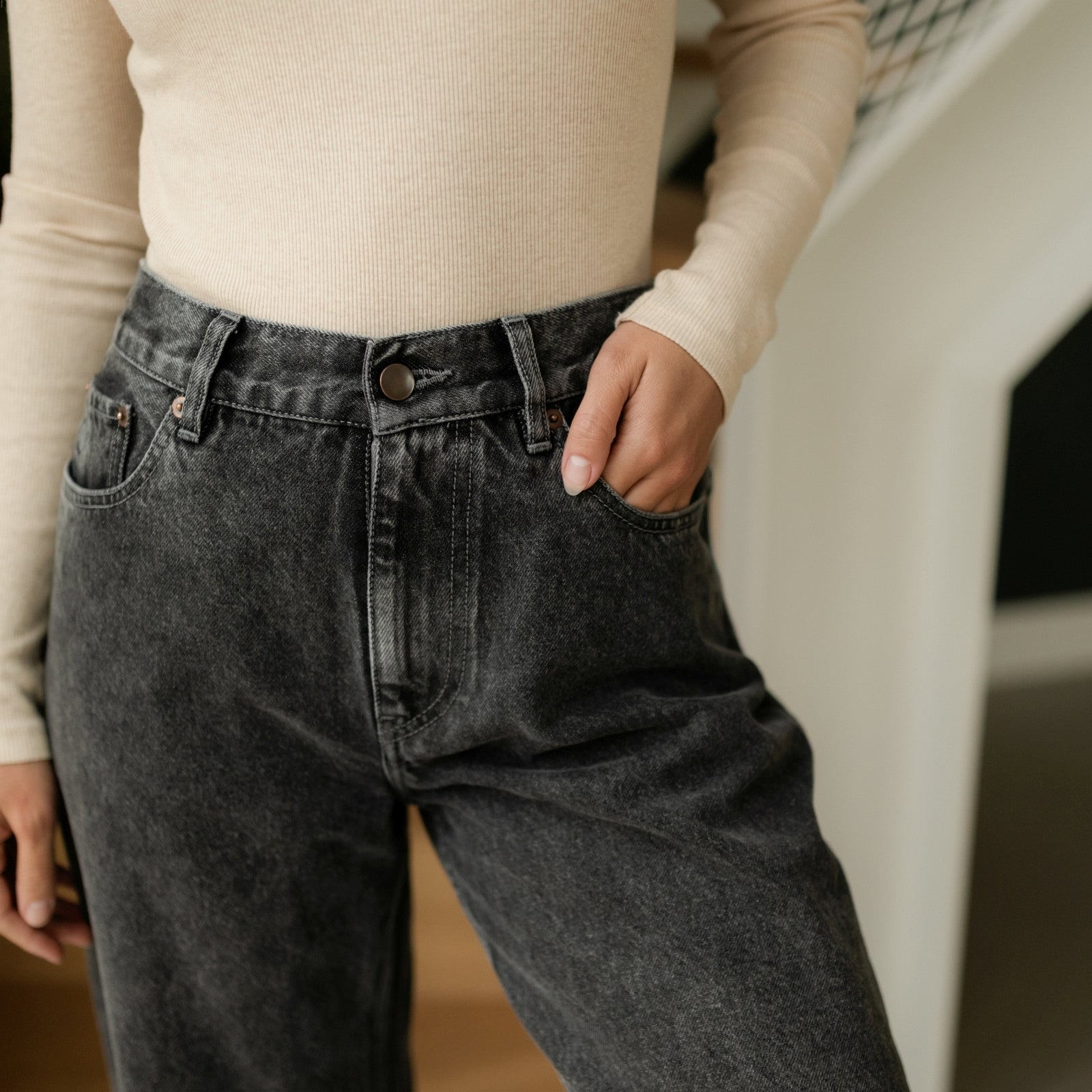 Nordlicht Juna Barrel Jeans Damen Grau Bio-Denim