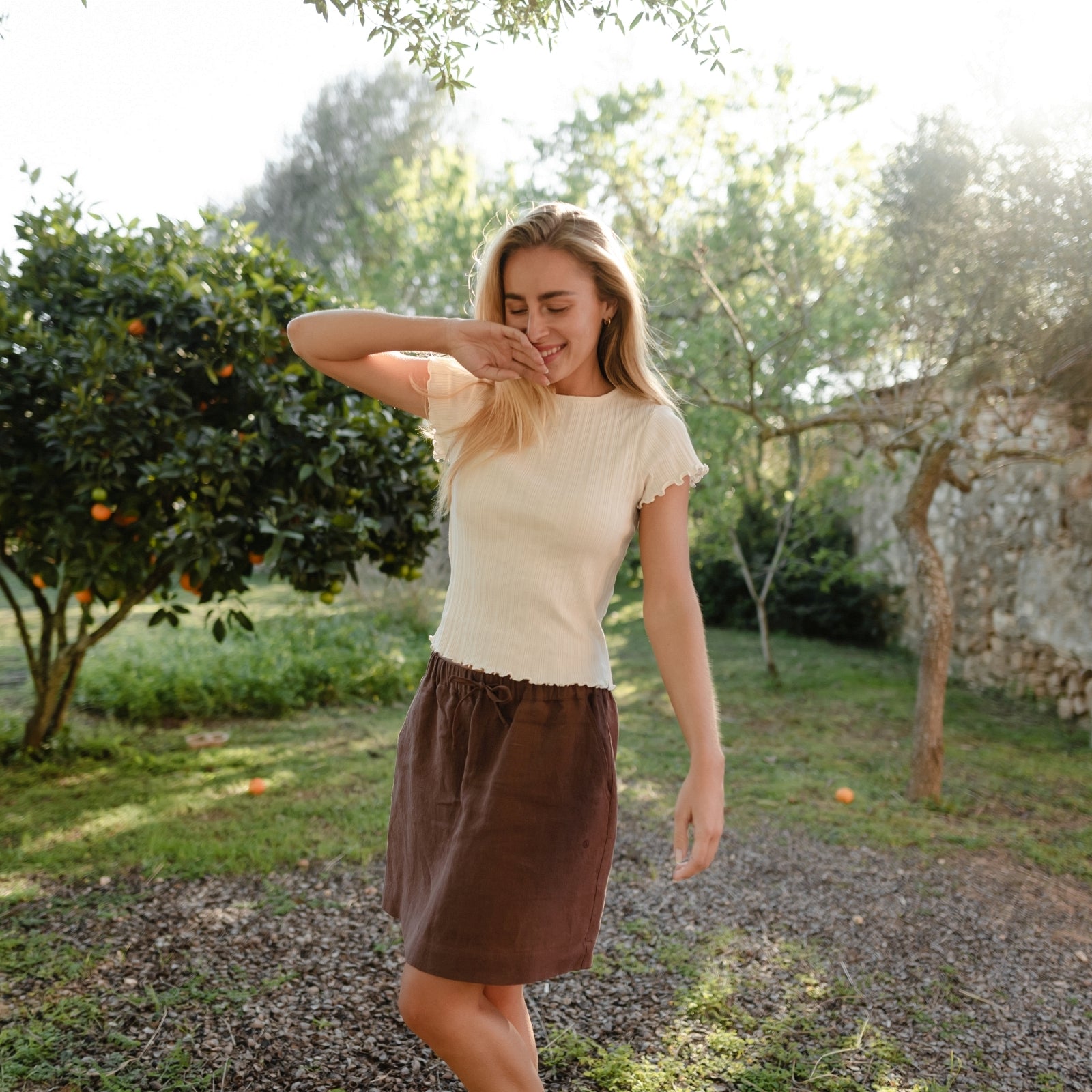 NORDLICHT Maja T-Shirt Natur Crop Bio-Baumwolle