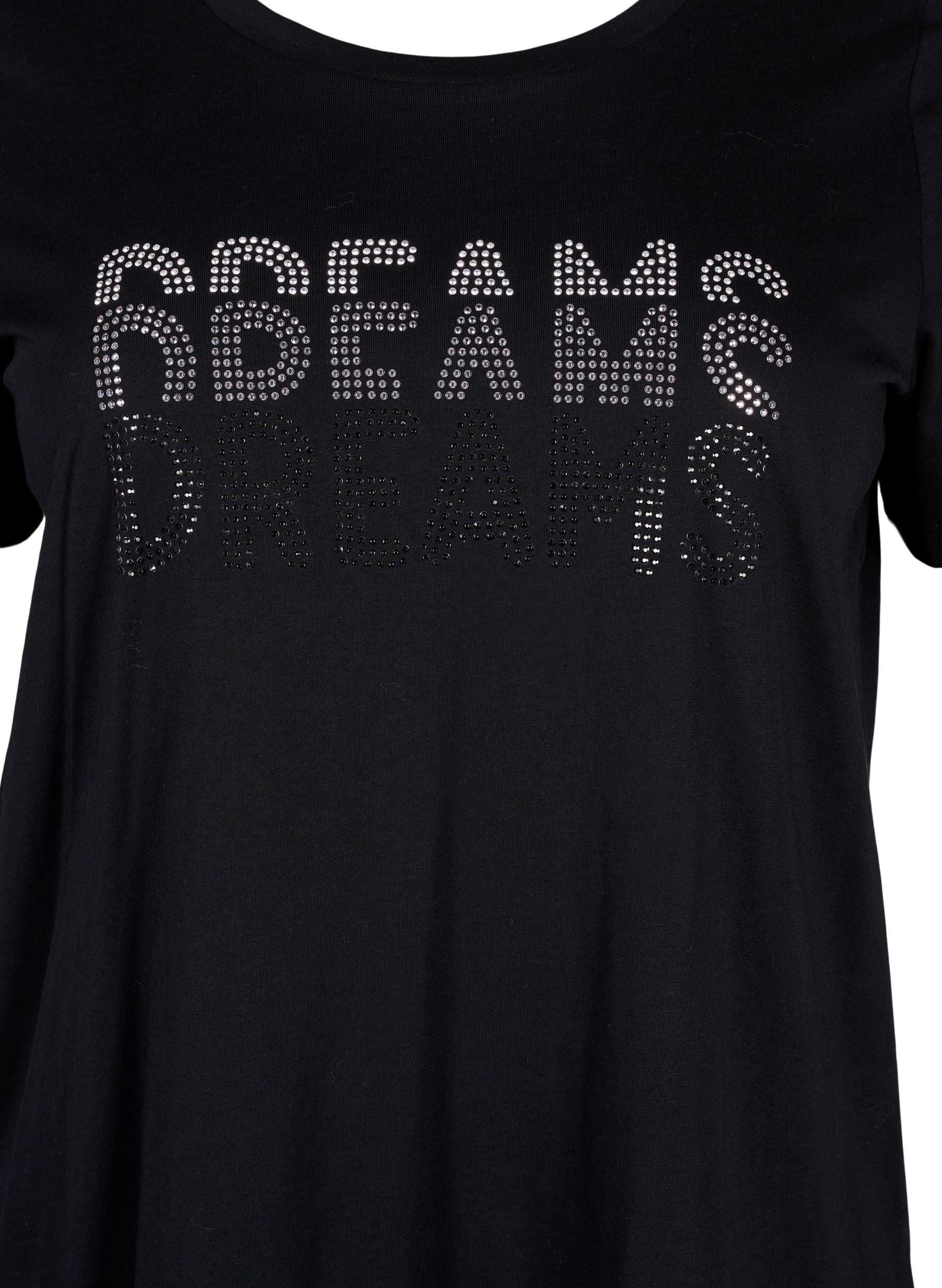 Zizzi T-Shirt Baumwolle Rundhals Strass Große Größen 42-60