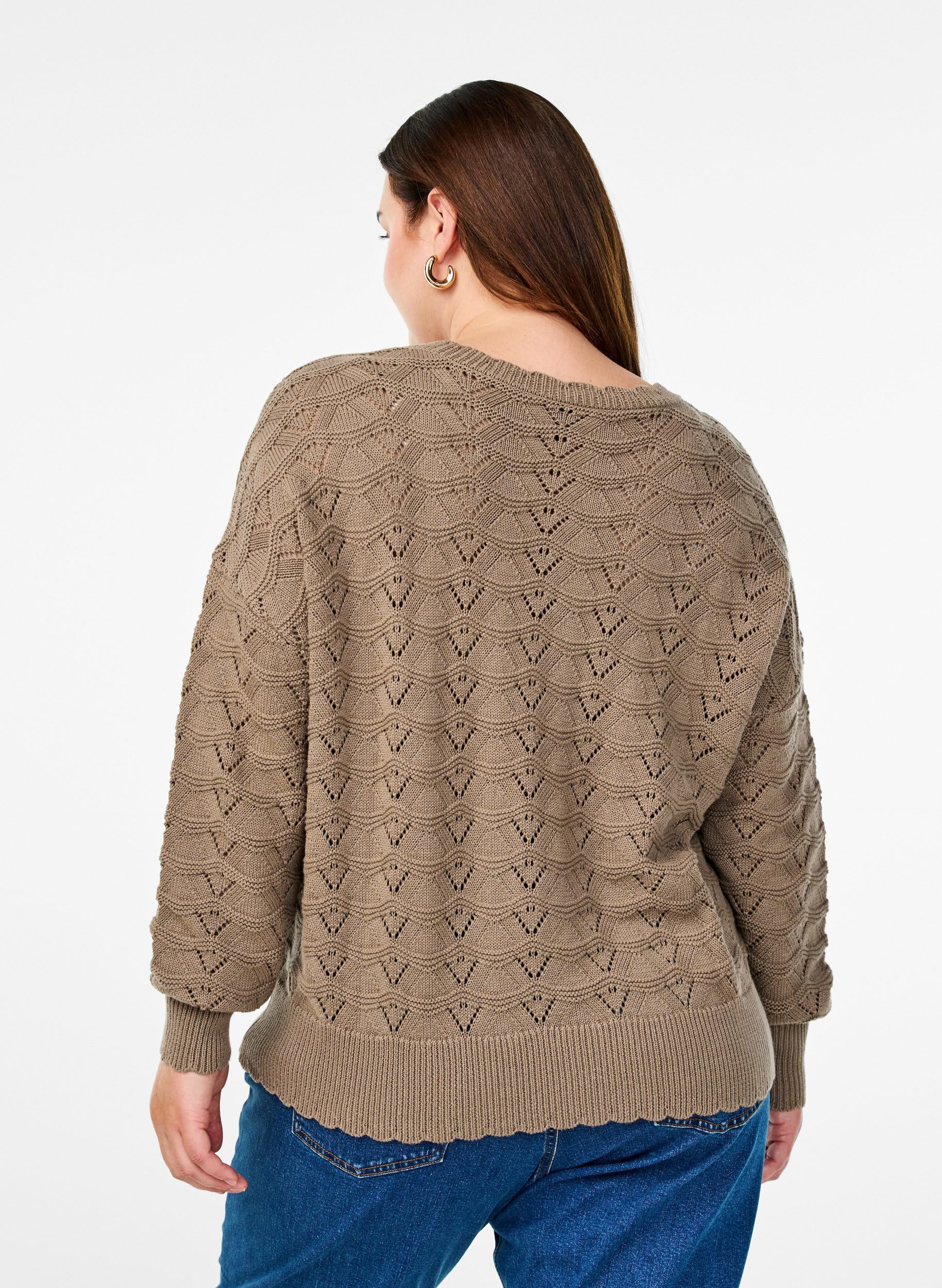 Zizzi Strickbluse Baumwollmix Desert Taupe Gr.50-52