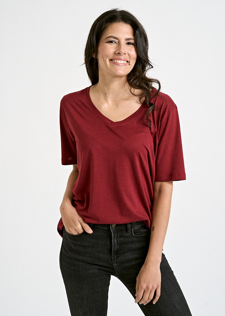 Wijld Woodshirt Frida Merlot Damen T-Shirt Rot Basic