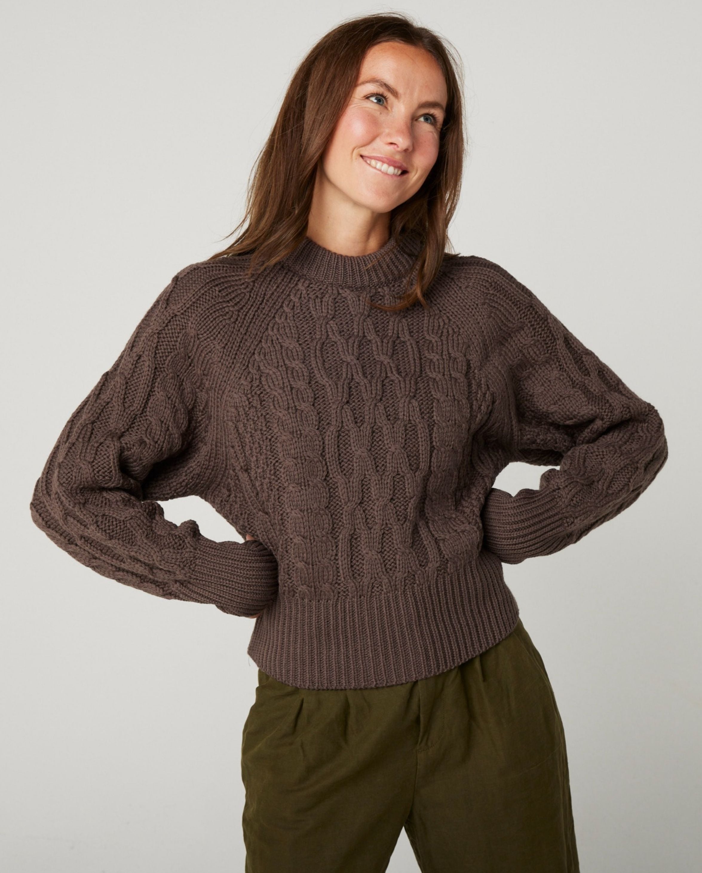 Peregrine Isobel Aran Strickpullover Damen Citron Merino