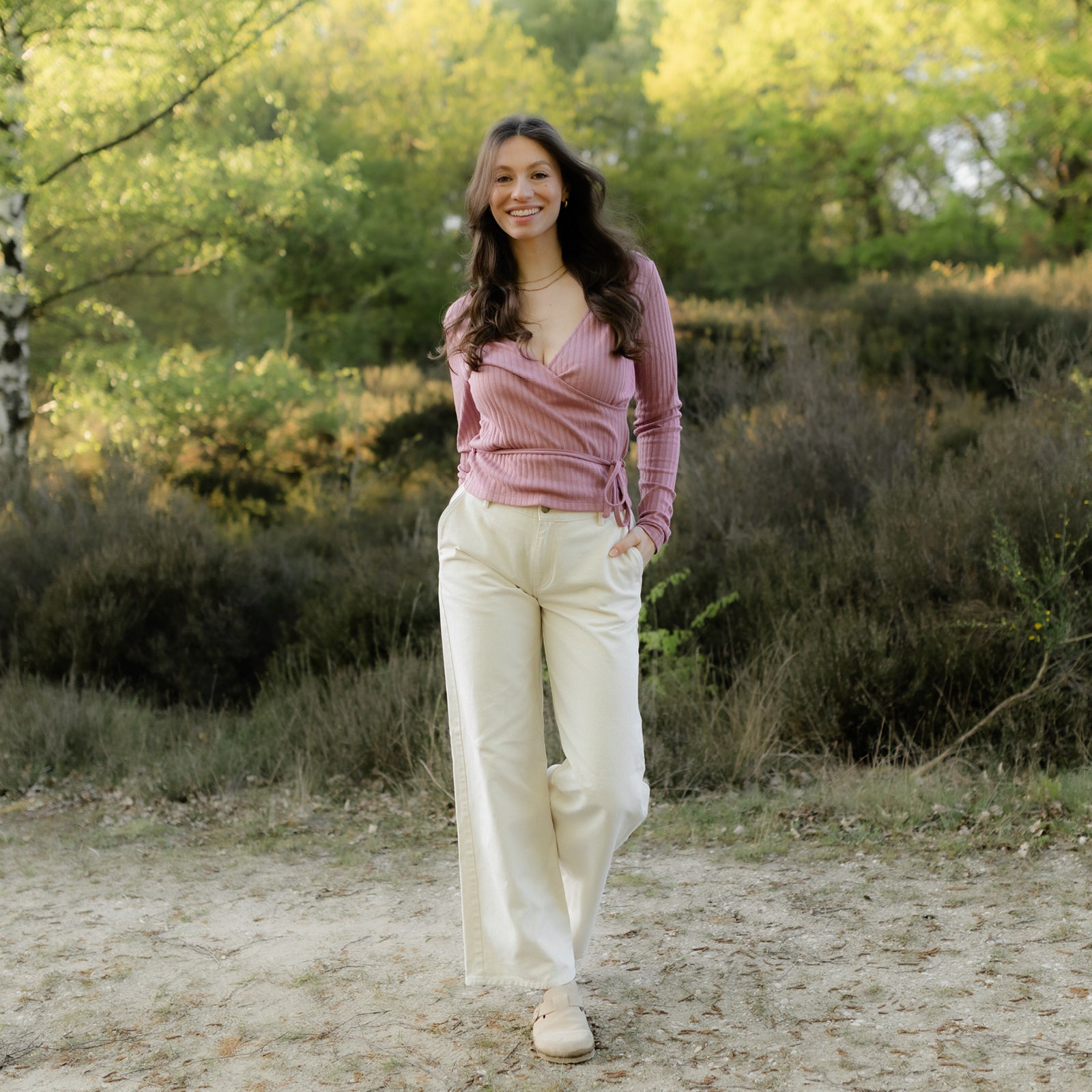 NORDLICHT Berit Wickelbluse Rosa Pointelle Tencel