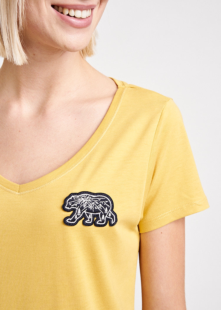 Wijld V WoodShirt Walking Bear Damen Shirt Ocker