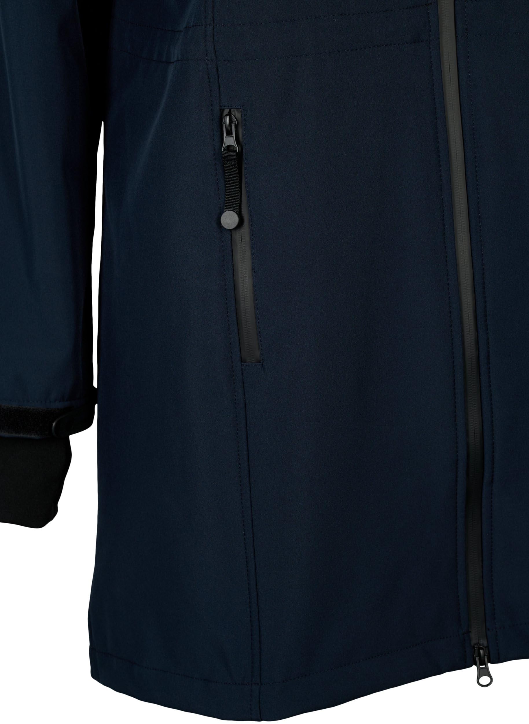 Zizzi Softshelljacke Lang Kapuze Fleece Winddicht 10.000 mm