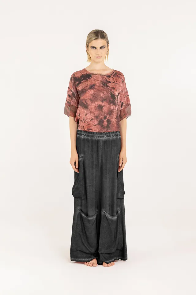 Sanctamuerte Pantaloni Palazzo Cargo Hose Viskose