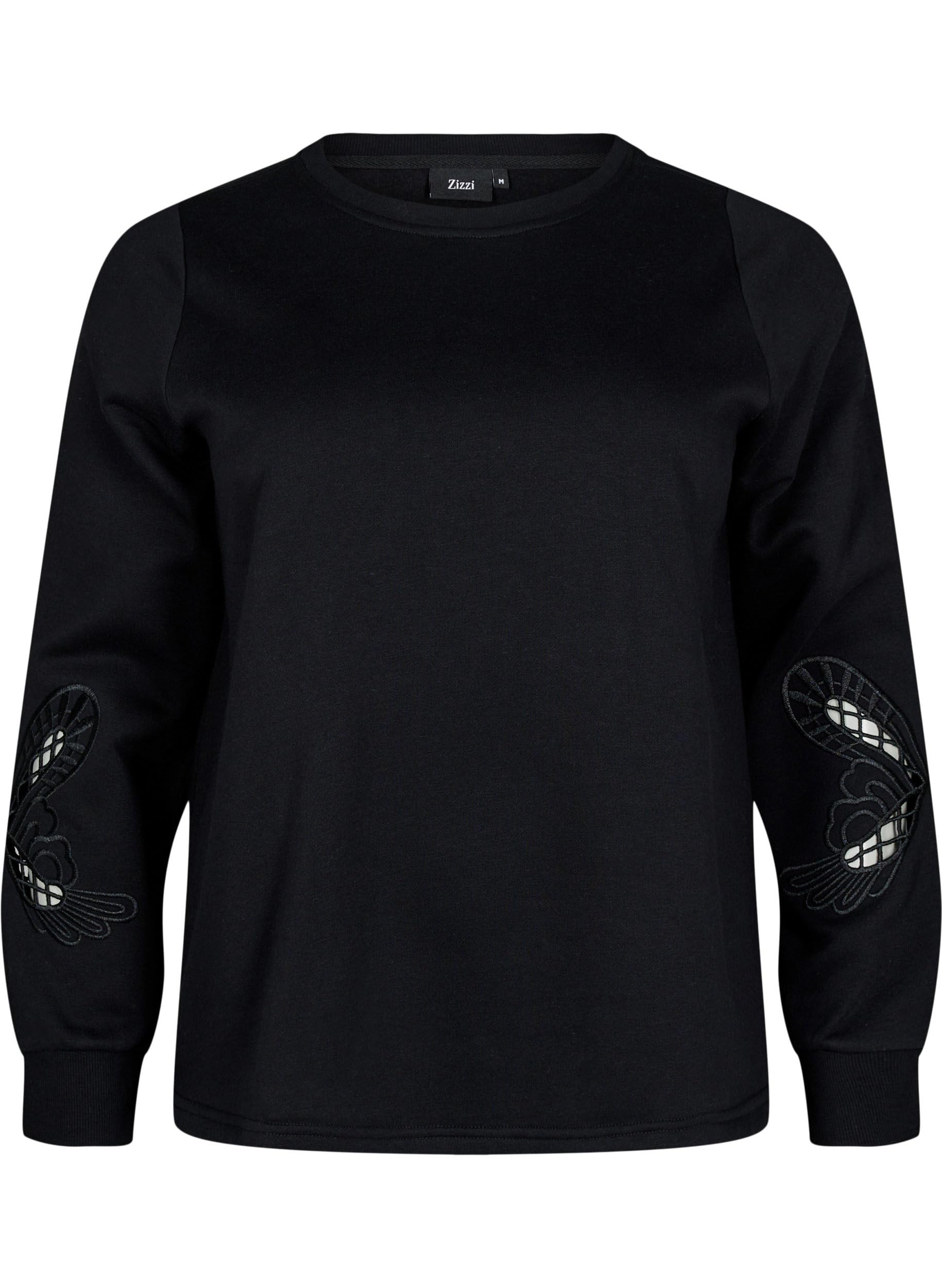 Zizzi Sweats Sweatshirt Stickerei Cut-Outs große Größen