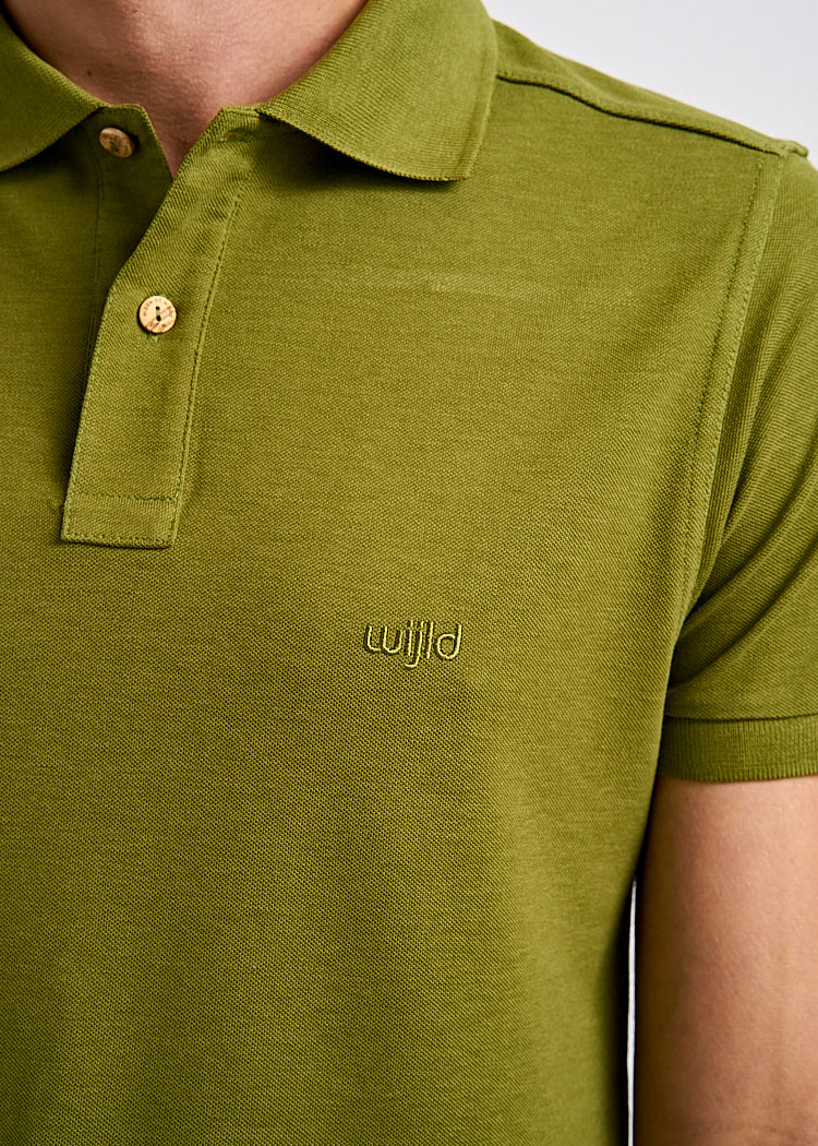 Wijld Polo-Shirt Herren Olive Bio-Baumwolle regular