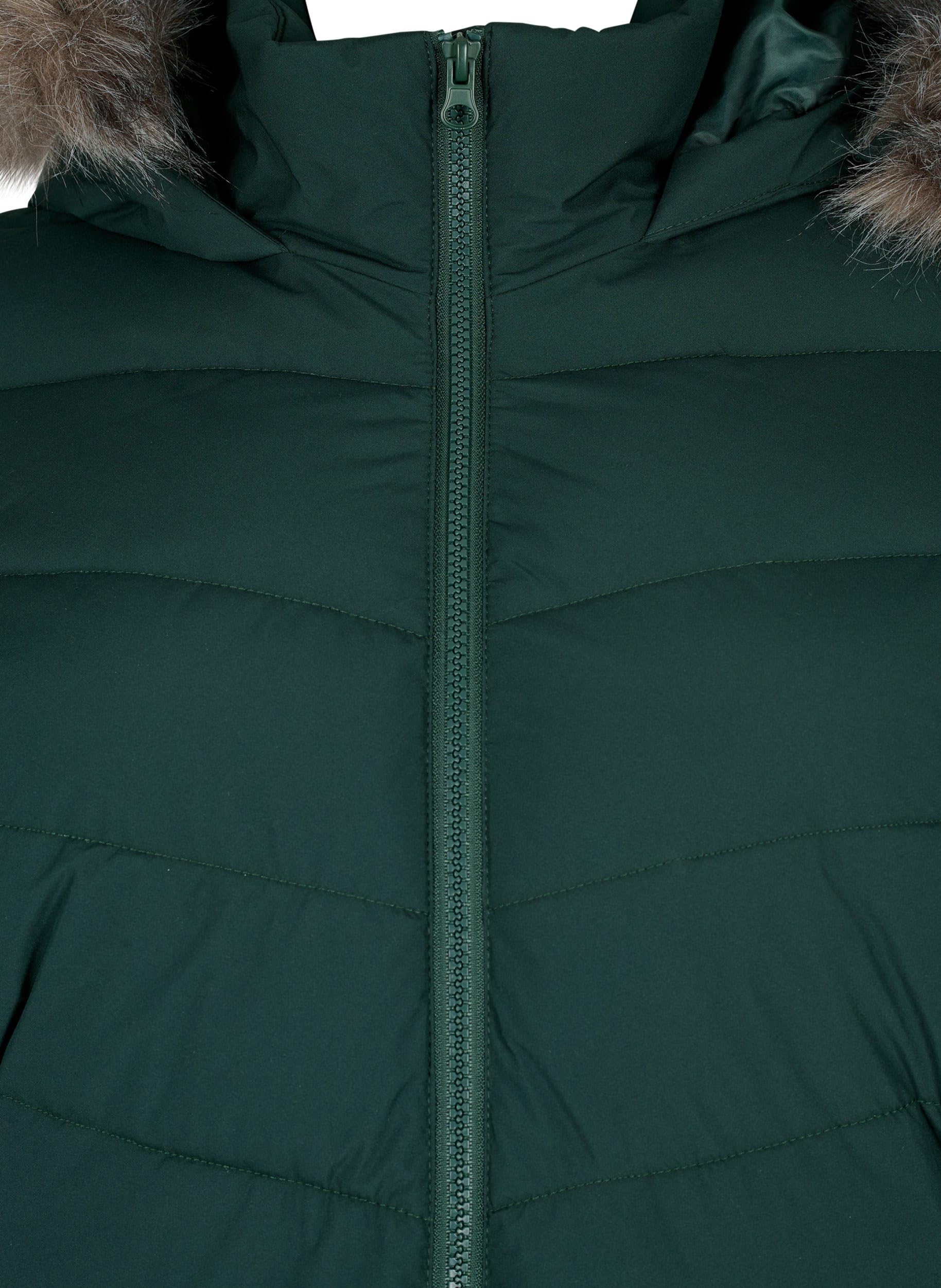 Zizzi Steppjacke Kapuze Fellkragen Schwarz Damen