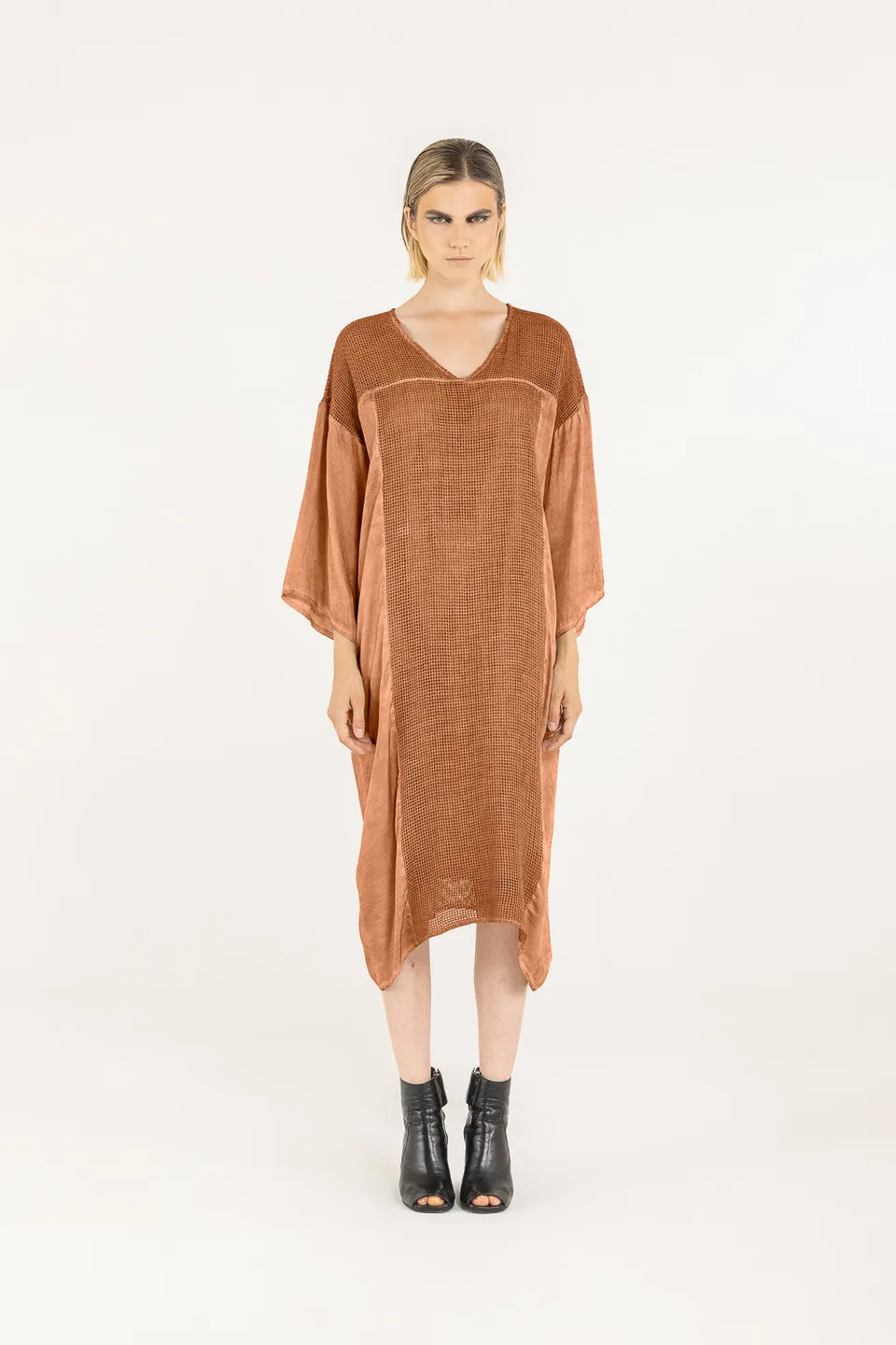 Sanctamuerte Abiti Maxi Abito Kleid Viskose Satin Netz