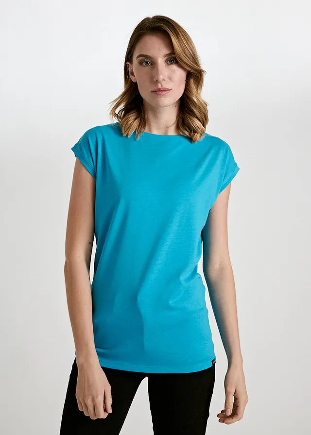 Wijld WoodShirt Elena Damen T-Shirt Blau Überschnitten