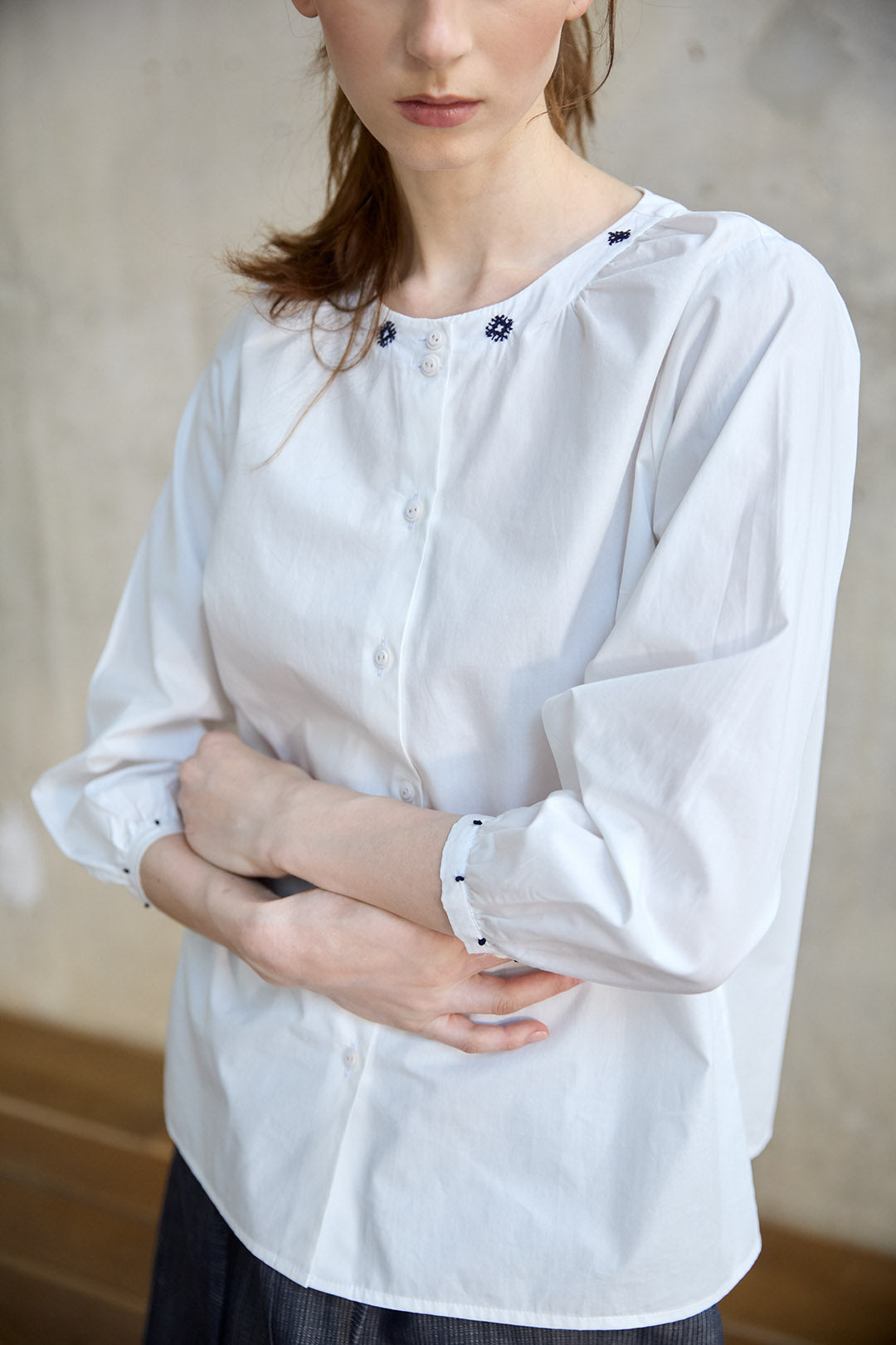 Christiane Strobel Oberteile VIOLA Bluse Bio-Baumwolle Stick