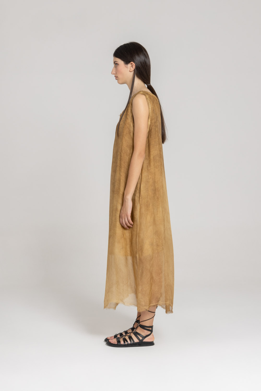 Sanctamuerte Abiti Abito Smanicato Kleid lang Viskose Seide