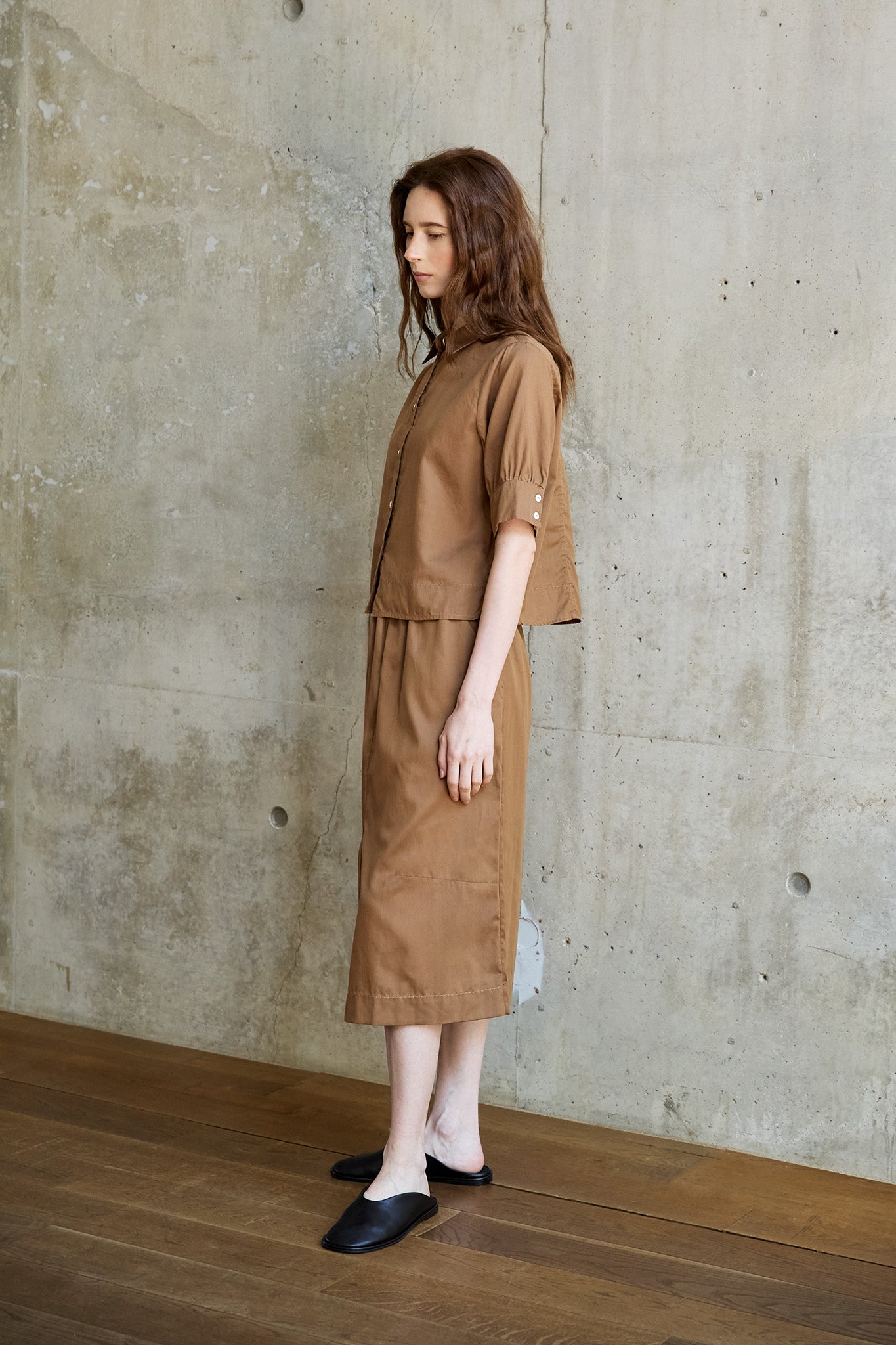 Christiane Strobel KATIE Midirock Camel Lyocell-Baumwolle