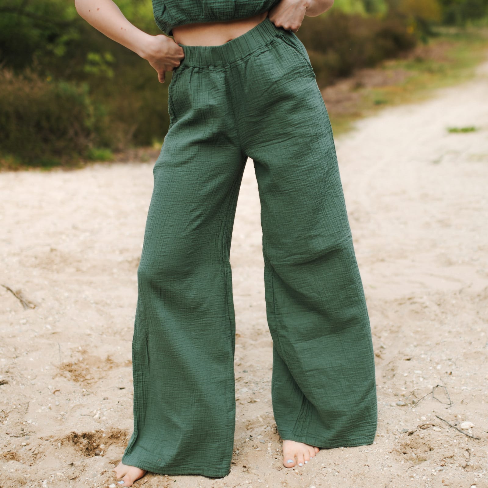 NORDLICHT Nilla Musselin Palazzo Hose High Waist Bio