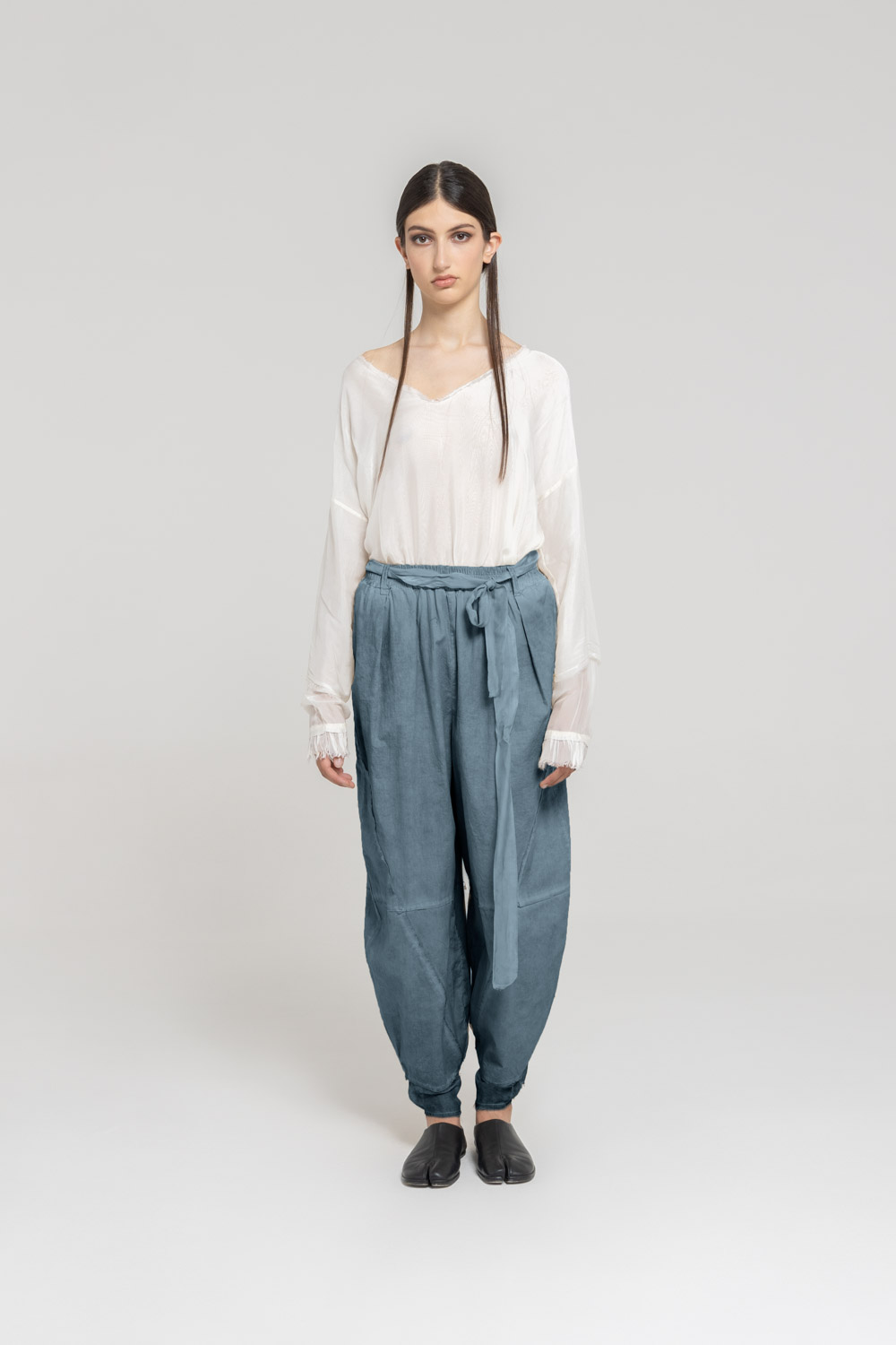 Sanctamuerte Pantaloni Semi Banana Hose Popeline Baumwolle