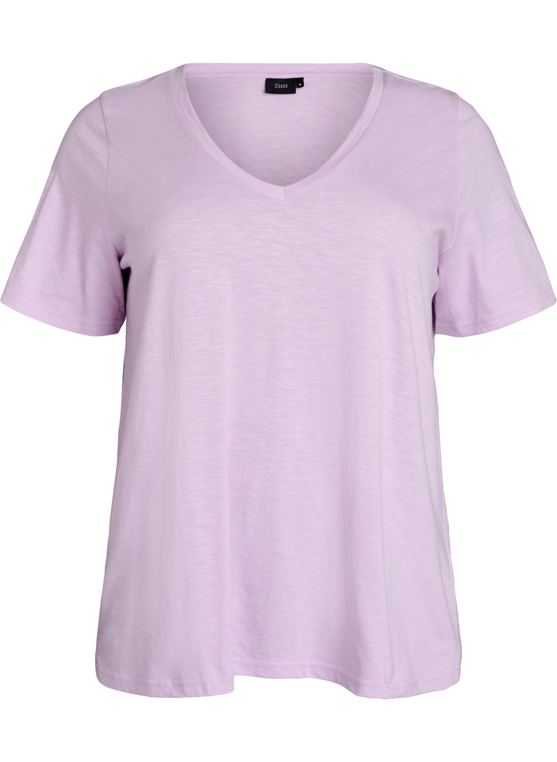 Zizzi Basic T-Shirt Baumwolle V-Ausschnitt Damen