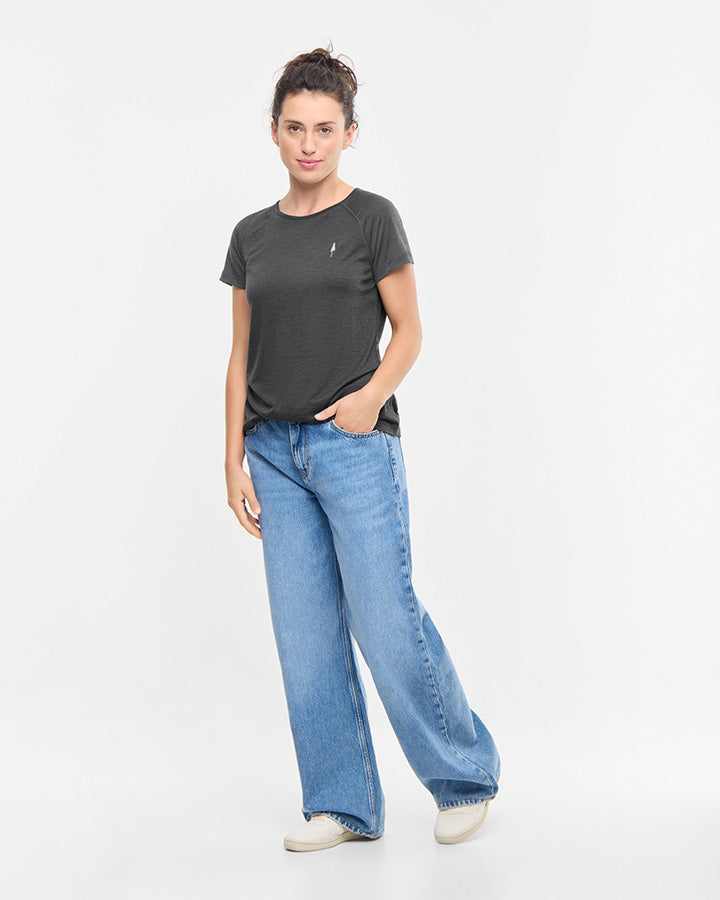 NIKIN TreeShirt Wool T-Shirt Damen Dark Anthracite Mel