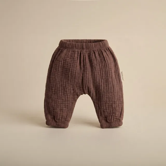 NORDLICHT Leja Kinder Musselinhose Braun 62/68 Bio-Baumwolle