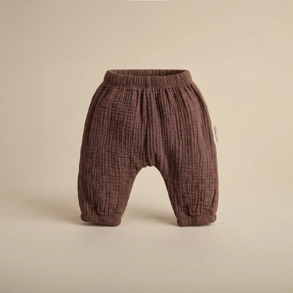 NORDLICHT Leja Kinder Musselinhose Braun 62/68 Bio-Baumwolle