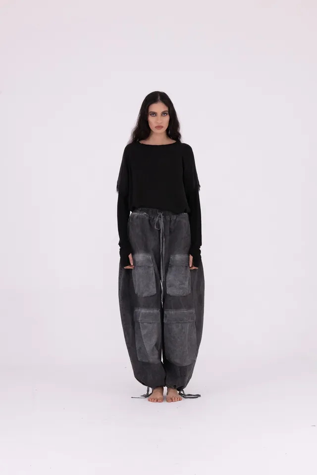 Sanctamuerte Pantaloni Pantalone Cargo Hose Baumwolle Satin