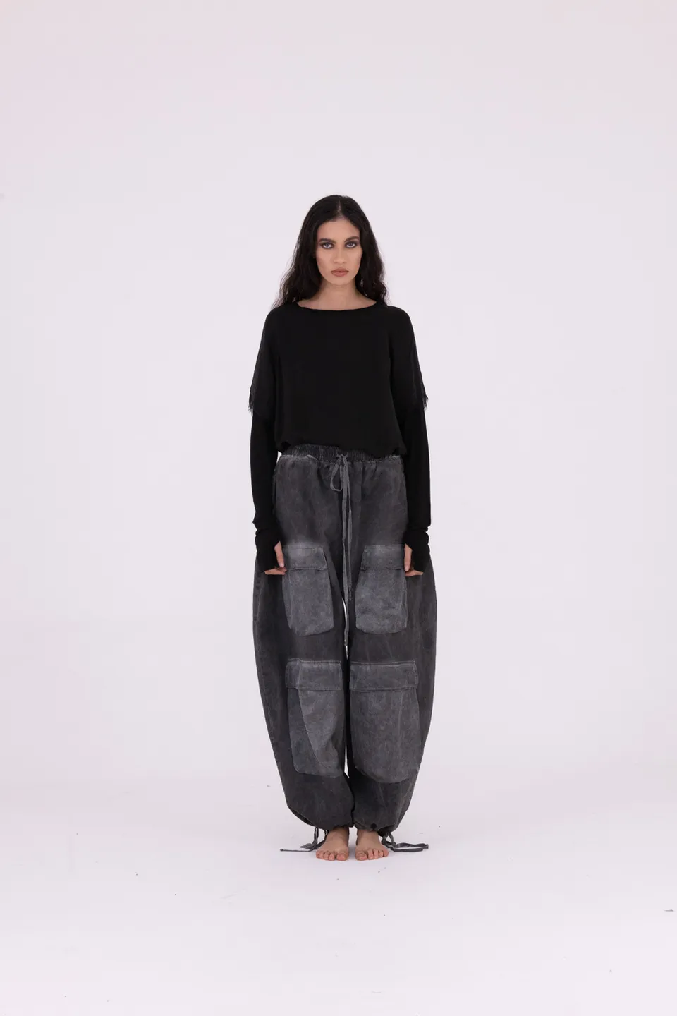 Sanctamuerte Pantaloni Pantalone Cargo Hose Baumwolle Satin