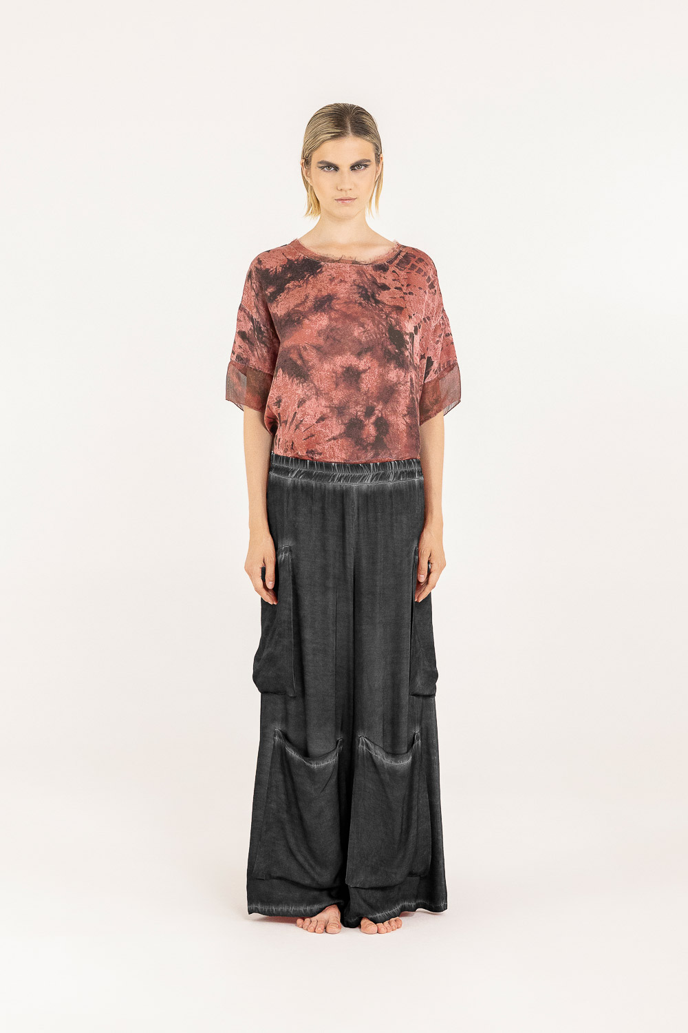 Sanctamuerte Pantaloni Palazzo Cargo Hose Viskose