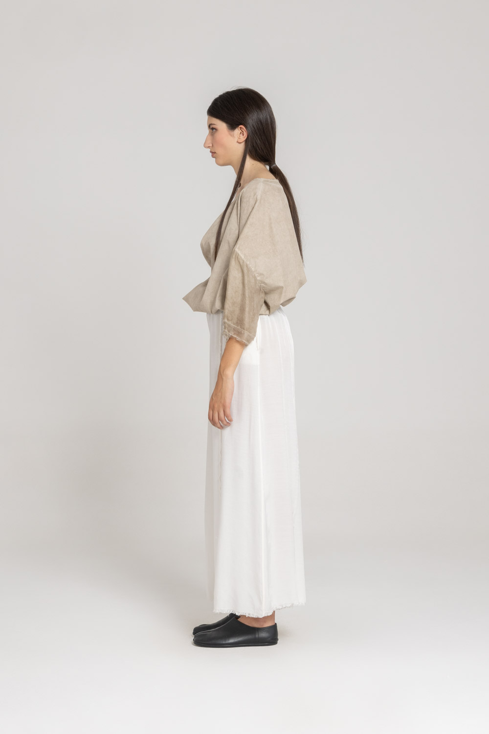 Sanctamuerte Pantaloni Palazzo Hose Viskose Satin Weit