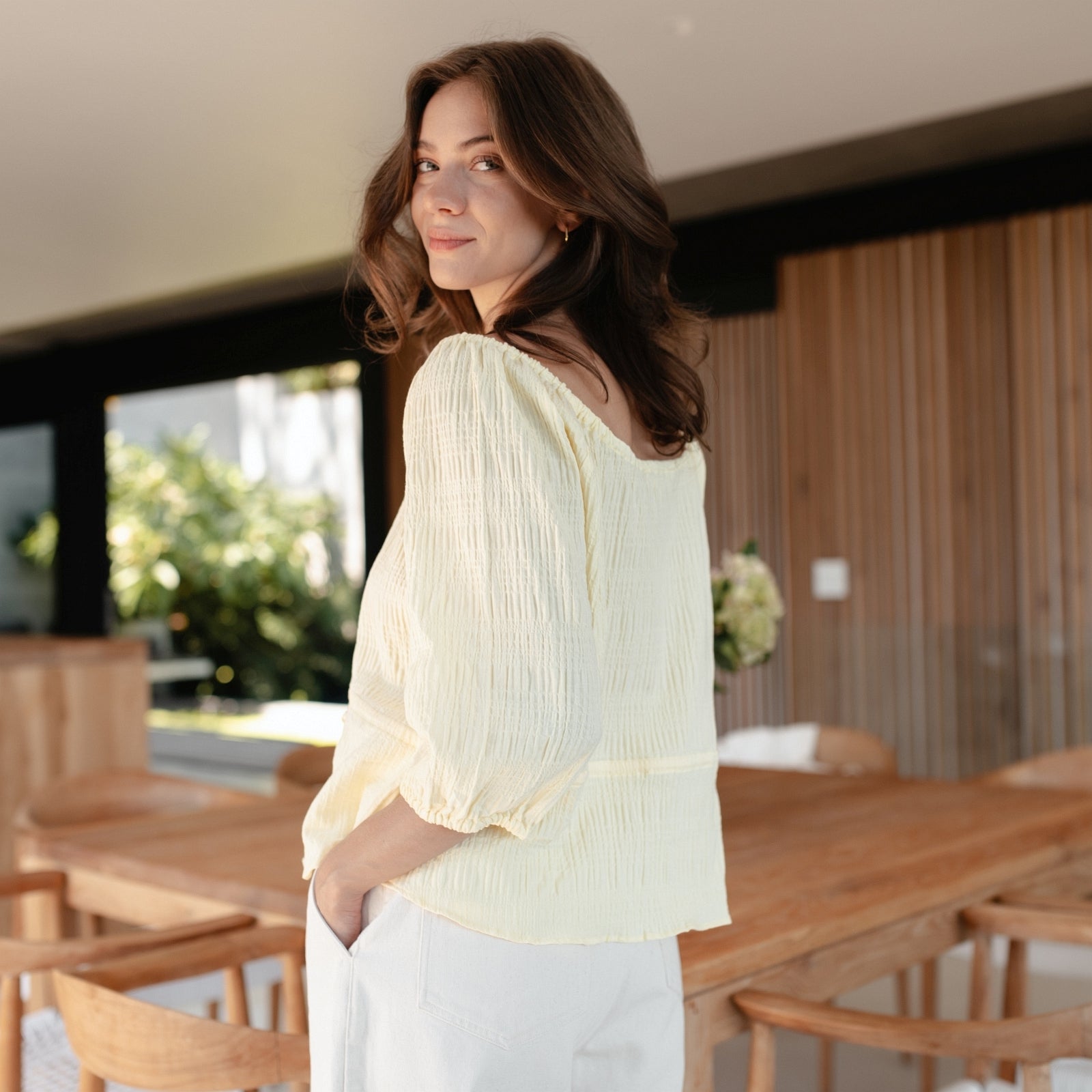 NORDLICHT Soni Bluse Buttergelb Bio-Baumwolle