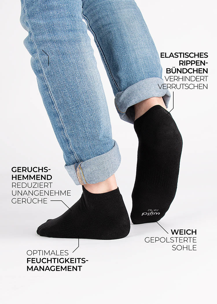 Wijld Woodsocks Sneakersocken Black Lyocell-Bio-Baumwolle