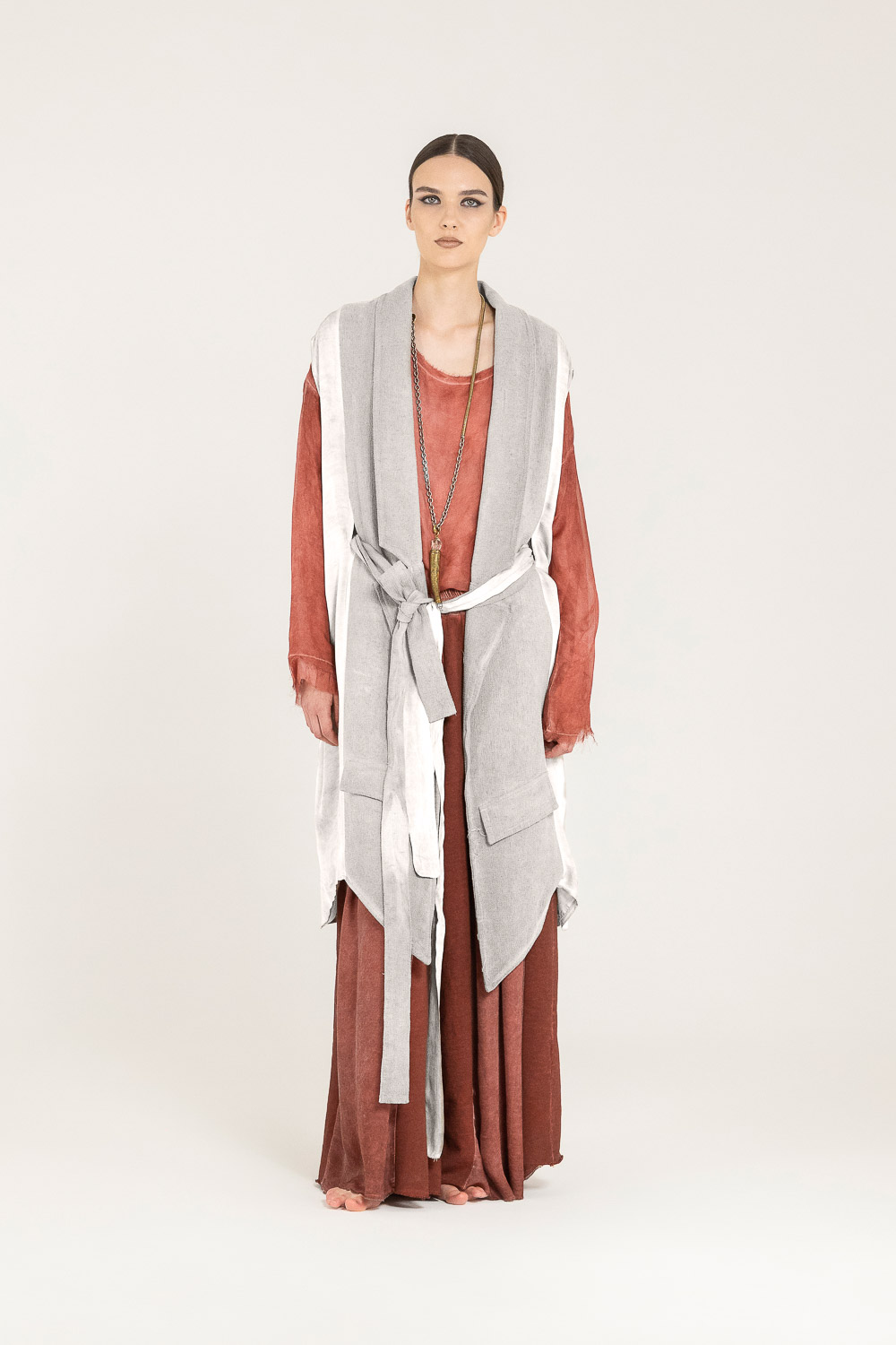 Sanctamuerte Capispalla Gilet Weste lang Baumwolle asymmetrisch