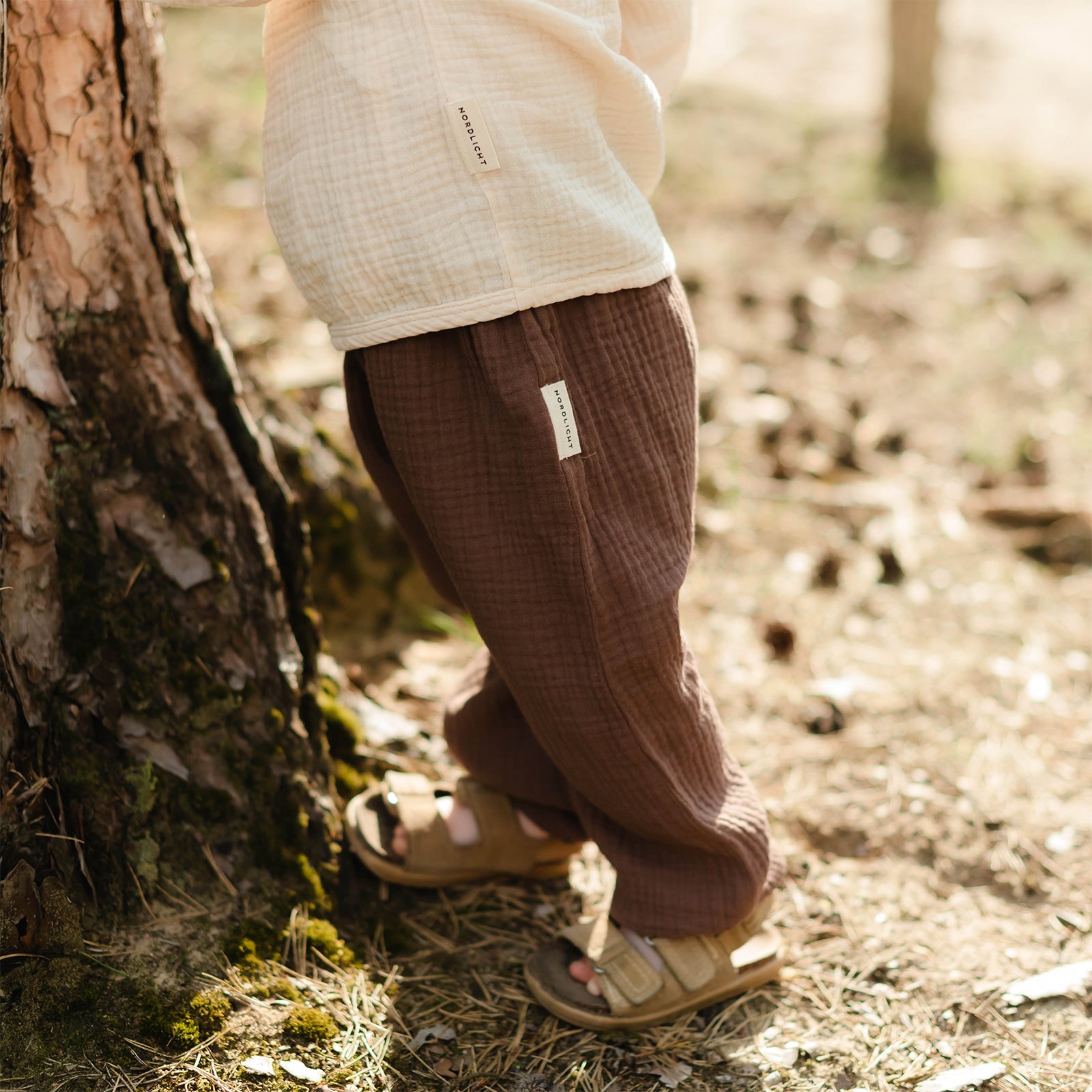 NORDLICHT Leja Kinder Musselinhose Braun 62/68 Bio-Baumwolle
