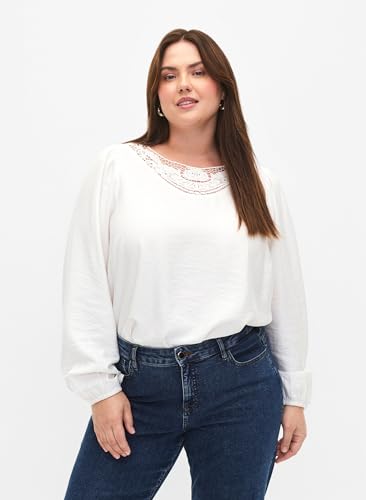 Zizzi Blouses Bluse Viskose Langarm Häkeldetail