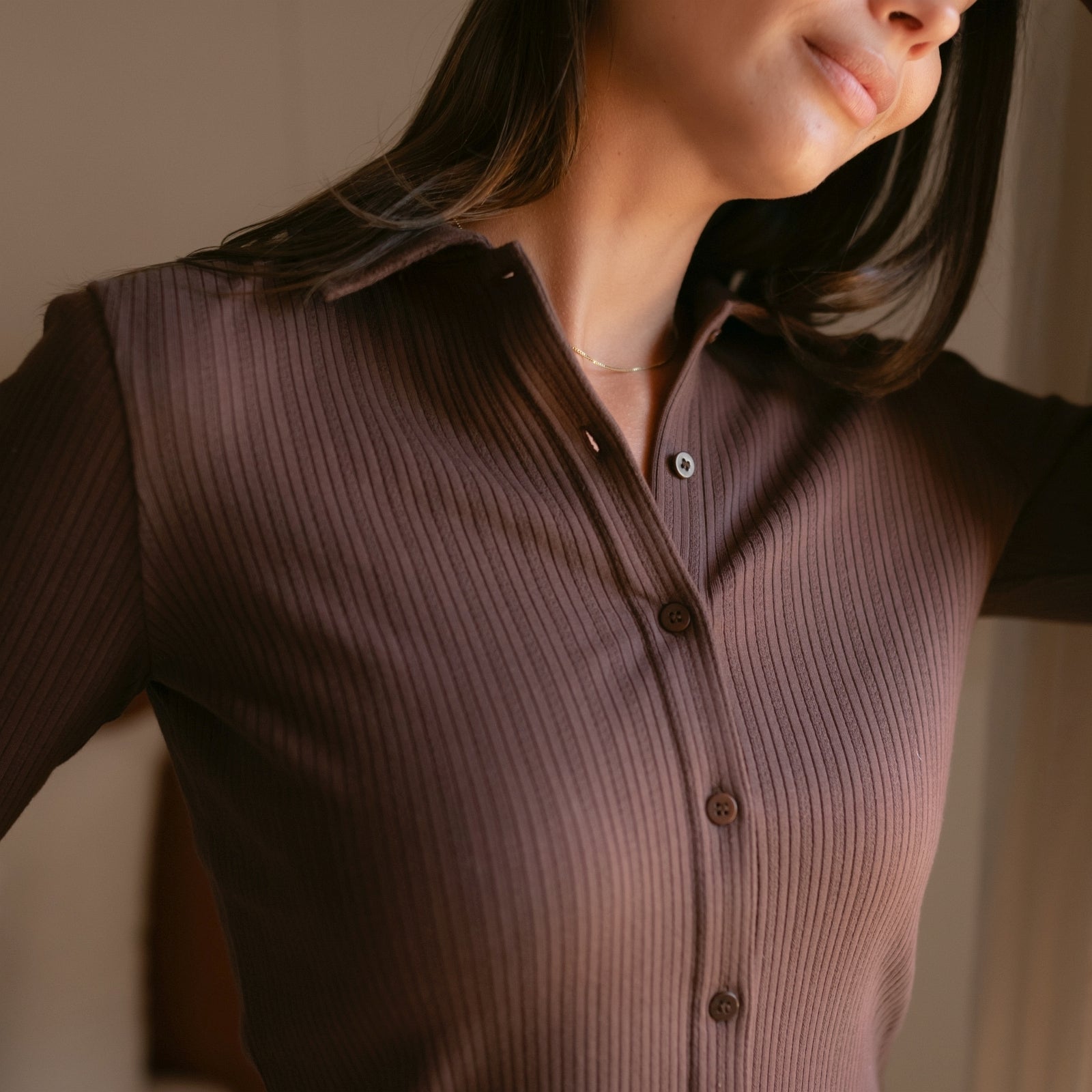 Nordlicht Anne Ripp Jersey Bluse Braun Bio-Baumwolle
