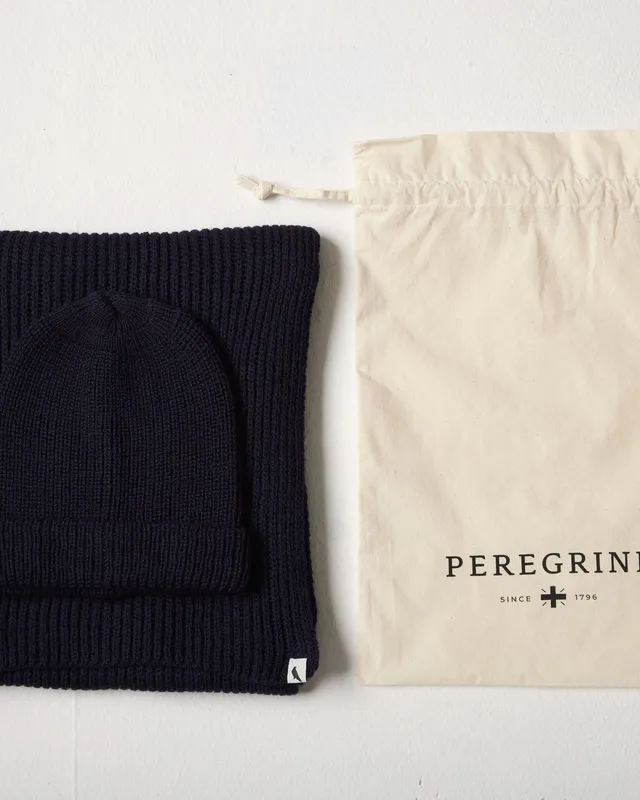 Peregrine Porter Mütze & Schal Set Navy Wolle