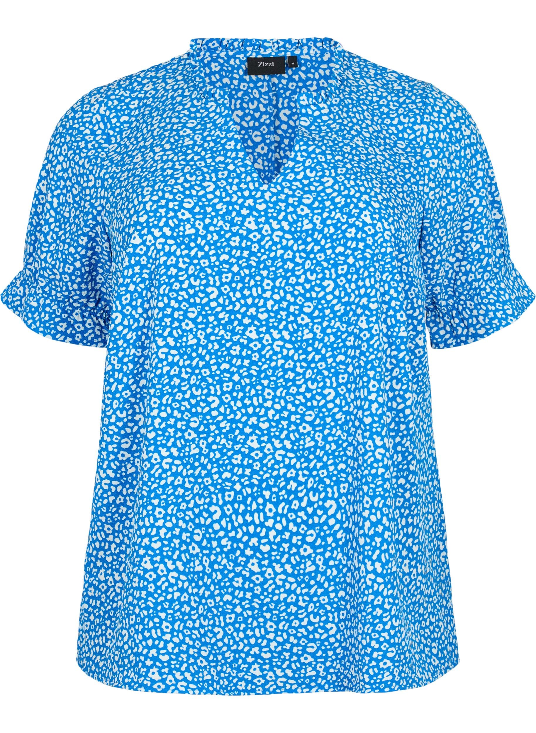 Zizzi Bluse Damen Kurzarm V-Ausschnitt Print Polyester