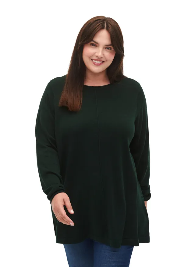 Zizzi Strickbluse Baumwolle Viskose Schwarz 50-52