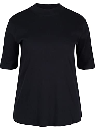 Zizzi Bluse Damen High Neck Baumwolle Halbarm