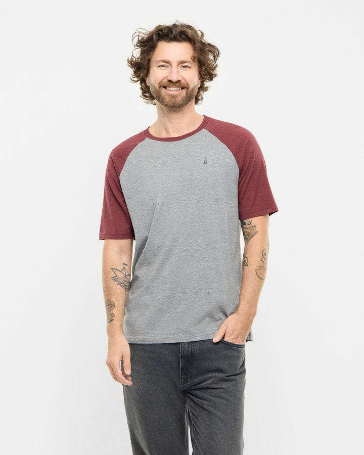NIKIN TreeShirt Raglan Relaxed T-Shirt Coffee Bordeaux Grau