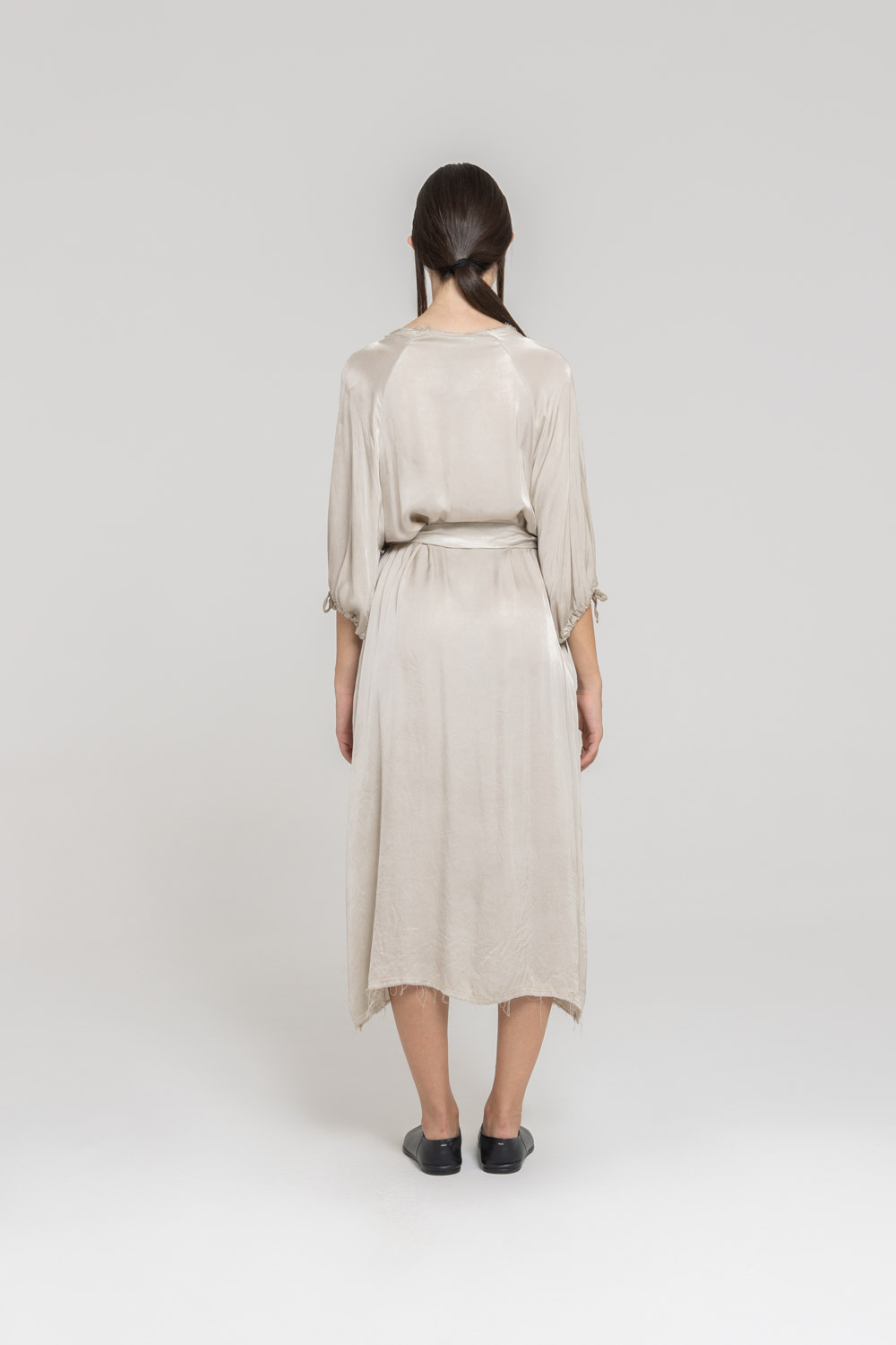 Sanctamuerte Maxi Abito Kleid Viskose-Satin mit Taschen