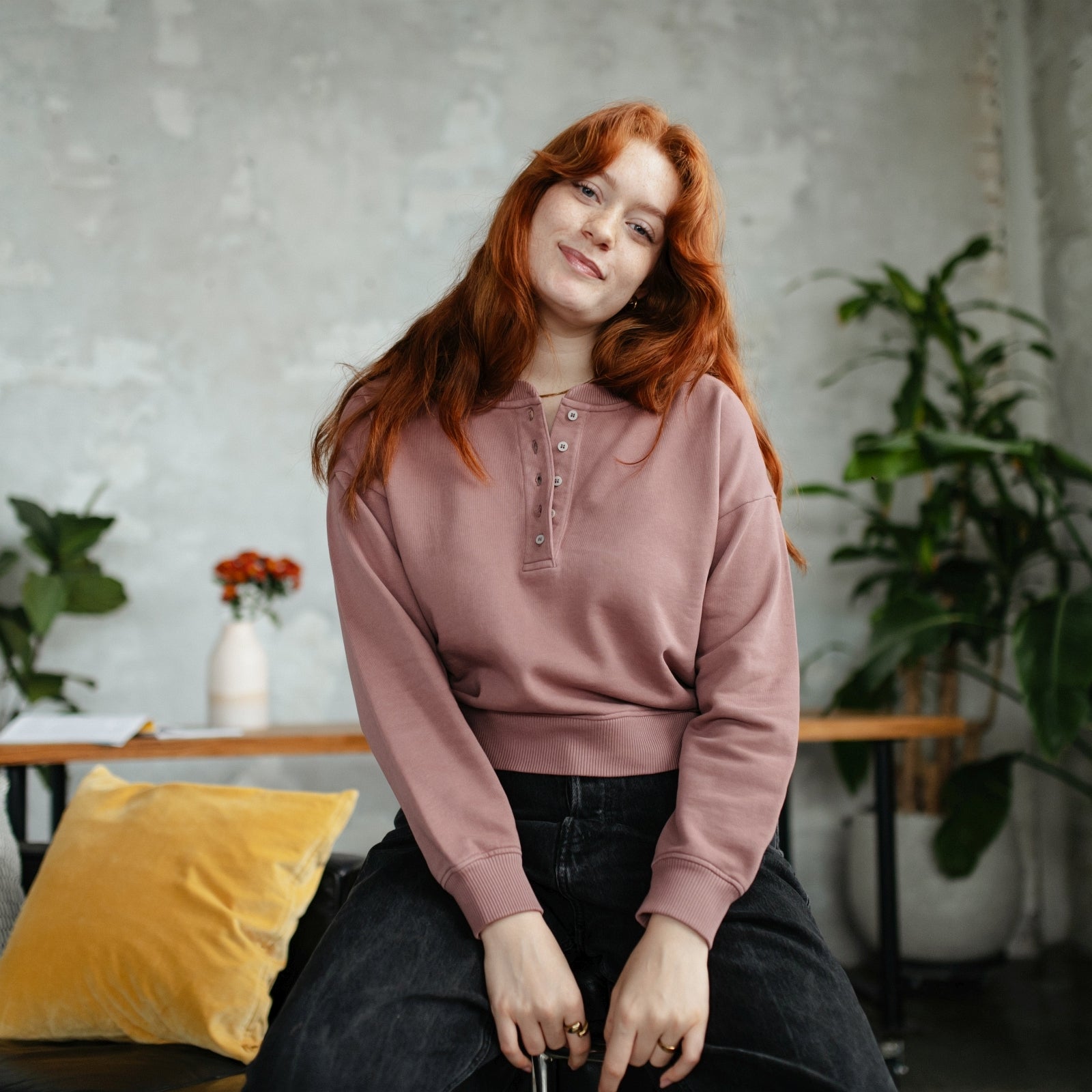 NORDLICHT Vanja Henley Sweater Knopfleiste Bio